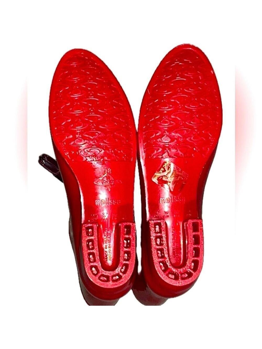 NWOT Vivienne Westwood x Melissa Rain Boots Women’s Size 8, Red, Made in Brazil - Picture 9 of 10